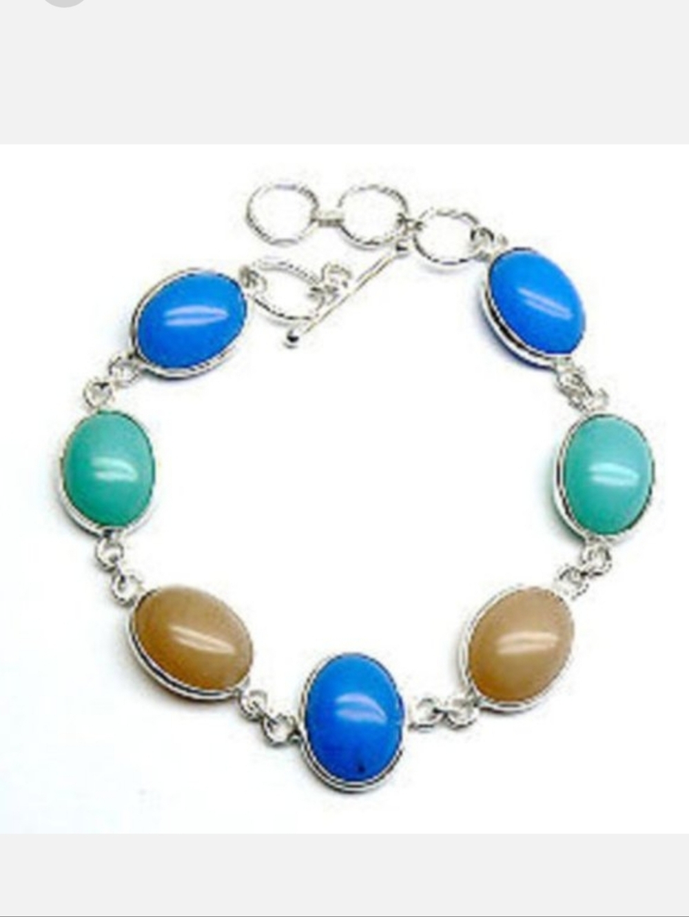 Silver Quartz Agate Chalcedony BRACELET